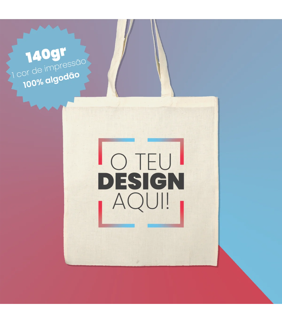 Packs Promocionais 100 sacos de pano cru personalizados de 140gr